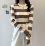 Bluza Claribel cu dungi albe din tricot moale