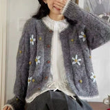 Jerseu Ralina din tricot cu broderie florala 3D