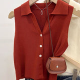 Top Cerise din tricot reiat si nasturi functionali