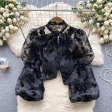 Camasa Dysis cu detalii florale si funda