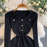 Rochie Elindra din tricot cu decolteu in V