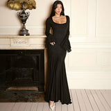 Rochie Jovana cu decolteu patrat si mansete cu volanase