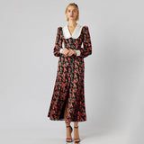 Rochie Garcela neagra cu guler lat si imprimeu floral