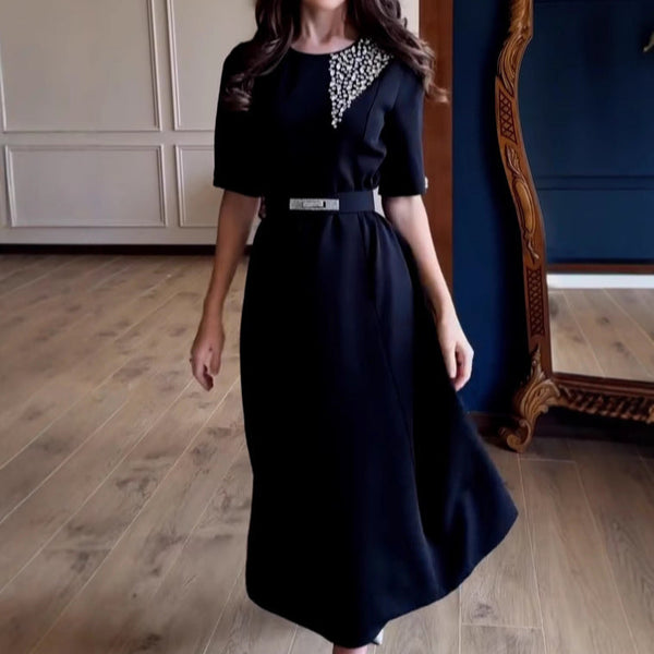 Rochie Olaria cu decolteu accesorizat cu pietricele - curea inclusa