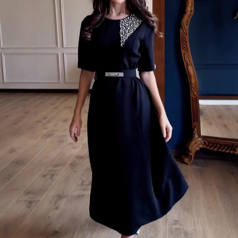 Rochie Olaria cu decolteu accesorizat cu pietricele - curea inclusa
