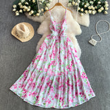 Rochie Monda, imprimeu floral si bretele subtiri