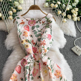 Rochie midi Vadya cu pliuri si imprimeu floral