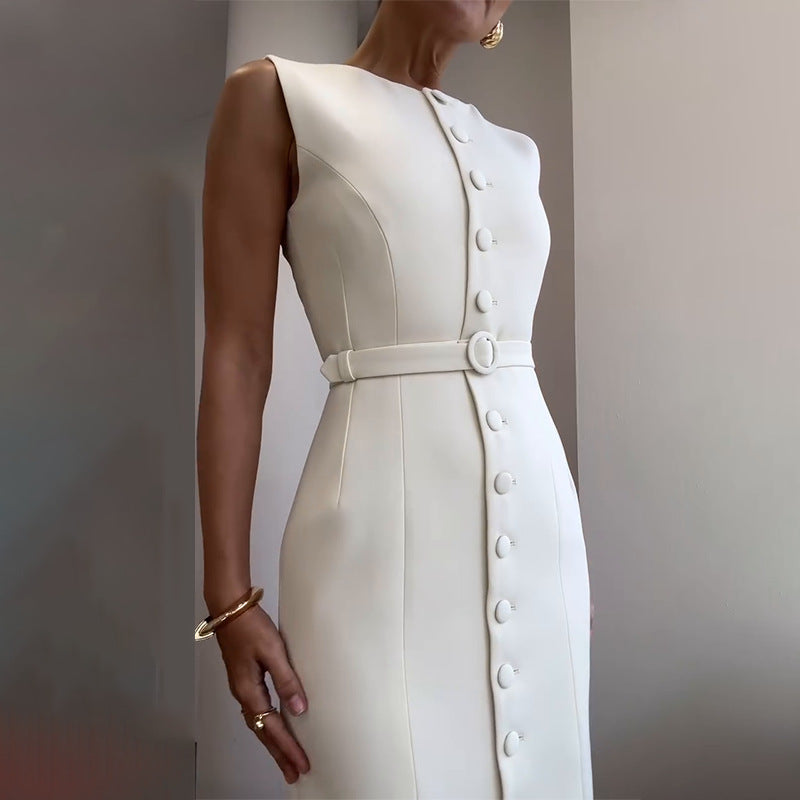 Rochie Anika cu nasturi imbracati si curea accesorizata