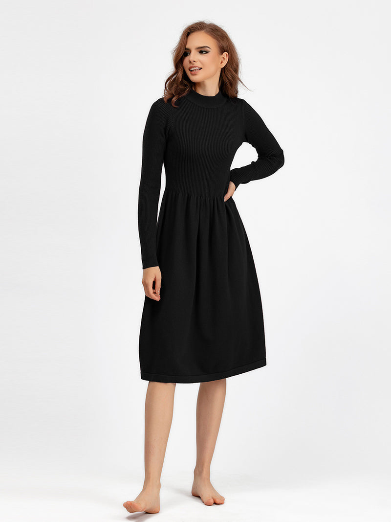Rochie Ambra neagra din tricot reiat