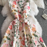 Rochie midi Vadya cu pliuri si imprimeu floral
