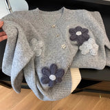 Jerseu Eiris din tricot cu detalii florale