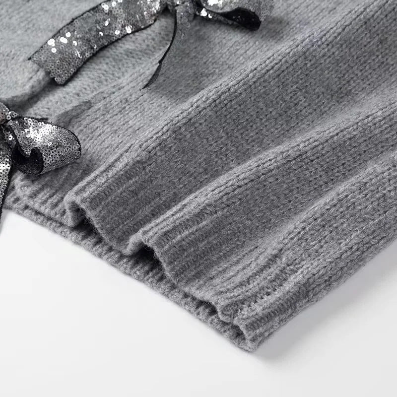 Cardigan Kerina tricotat cu inchidere prin fundite