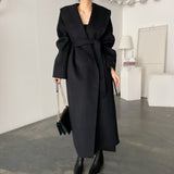 Palton lung Nolita cu cordon in talie