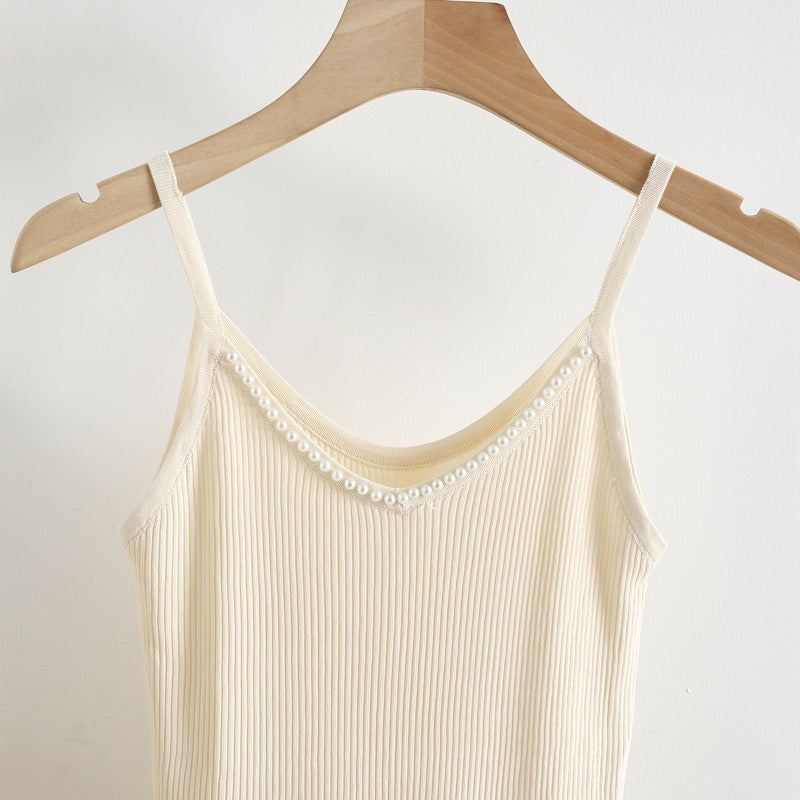 Maiou Althea roz din tricot reiat accesorizat cu perle
