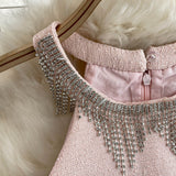 Rochie Fiza din tweed cu strassuri la gat