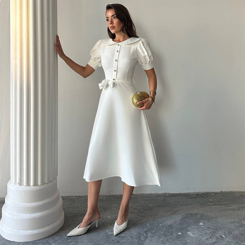 Rochie Eseld cu nasturi decoratisi decolteu petrecut