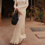 Rochie Bryssa din tricot cu terminatii din volanase