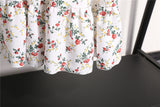 Rochie Danisha alba cu imprimeu floral, decolteu patrat si maneci scurte, bufante