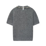 Bluza Bedina accesorizata cu cristale la baza decolteului