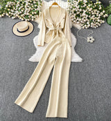 Compleu Emyra din tricot compus din jerseu si pantaloni