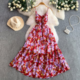 Rochie Monda, imprimeu floral si bretele subtiri