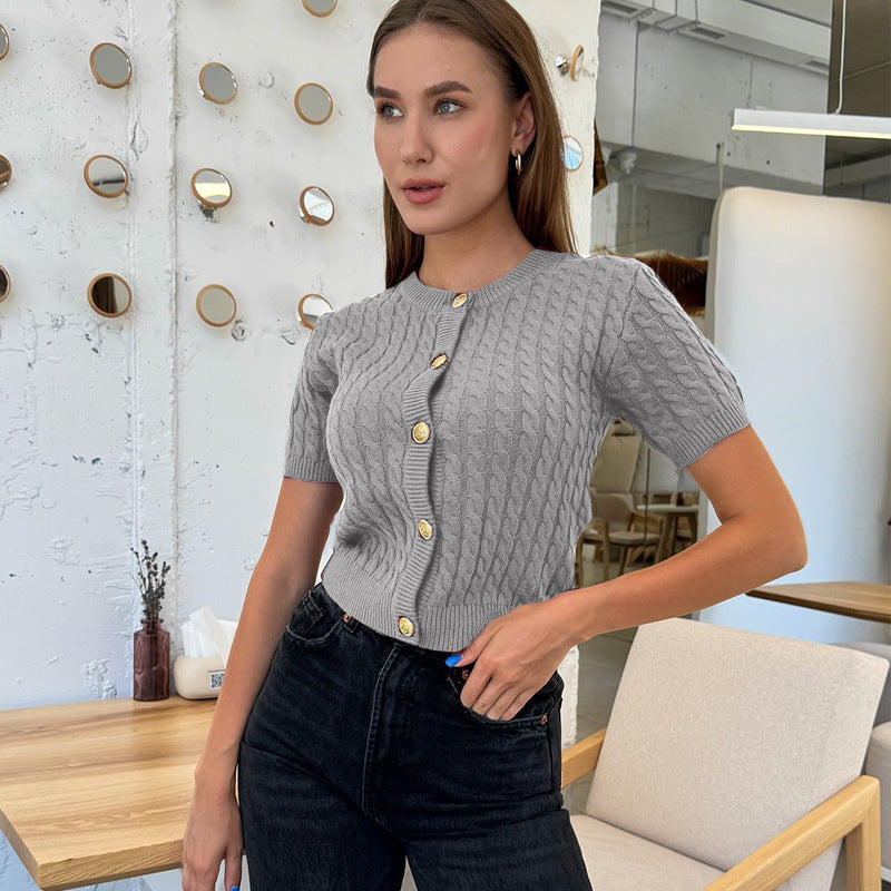 Top Tarra din tricot cu nasturi functionali