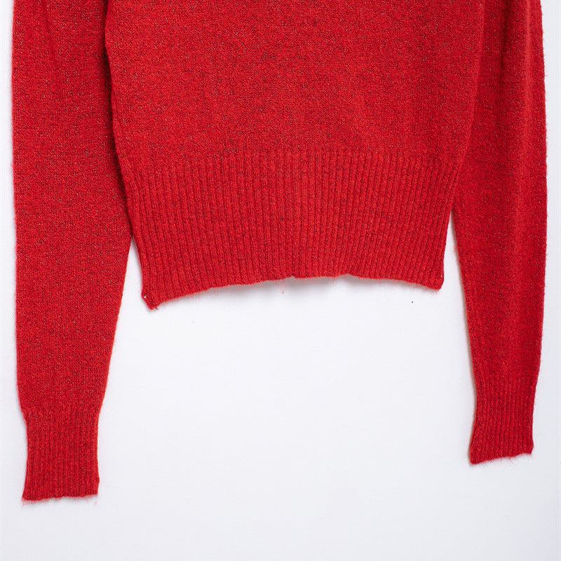 Jerseu Heness din tricot fin cu detaliu floral la umar