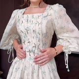 Rochie Jessica cu decolteu patrat si imprimeu floral