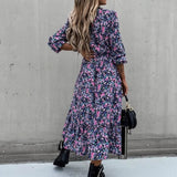 Rochie Naya cu imprimeu floral si nasturi imbracati