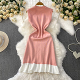 Rochie tricotata Borra cu perle la gat