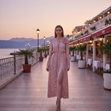 Rochie Dally cu detaliu floral iesit in relief si crapatura laterala