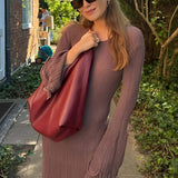 Rochie Bryssa din tricot cu terminatii din volanase