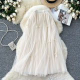 Fusta midi Aramis din tulle cu fundite