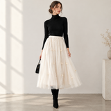 Fusta midi Aramis din tulle cu fundite
