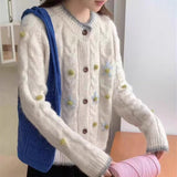 Jerseu Ralina din tricot cu broderie florala 3D