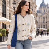 Jerseu Ralina din tricot cu broderie florala 3D