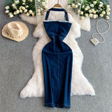 Rochie mulata Koca din denim, cu crapatura in fata