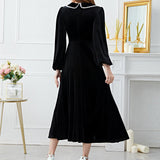 Rochie Fresha din catifea cu guler lat decorativ