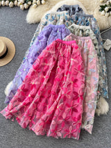 Fusta Aylin din tulle, cu flori 3D