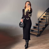 Rochie Gyra din tricot cu decolteu in V si buzunare decorative