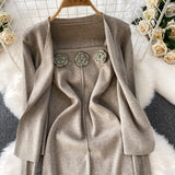 Set Jatka compus din cardigan si rochie din tricot moale