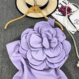 Top Cosima mov cu umar gol si floare tridimensionala