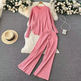 Set Kay roz compus din doua piese din tricot