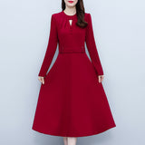 Rochie Fortune rosie accesorizata cu nasturi si curea