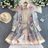 Rochie tip camasa Bethy cu imprimeu floral, curea inclusa