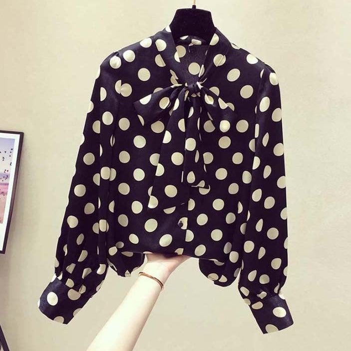 Bluza Jamma neagra cu imprimeu buline si nod