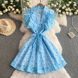 Rochie tip camasa Harty, cu volanase si imprimeu inimi