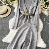 Compleu Emyra din tricot compus din jerseu si pantaloni