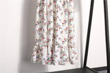 Rochie Danisha alba cu imprimeu floral, decolteu patrat si maneci scurte, bufante