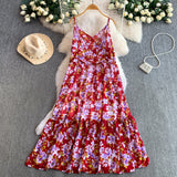 Rochie Monda, imprimeu floral si bretele subtiri